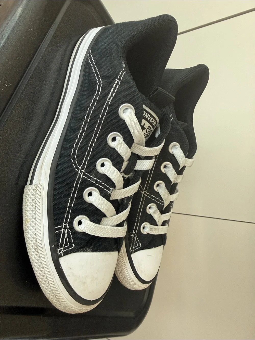 Converse Black Canvas Low-Top Sneakers with White Accents